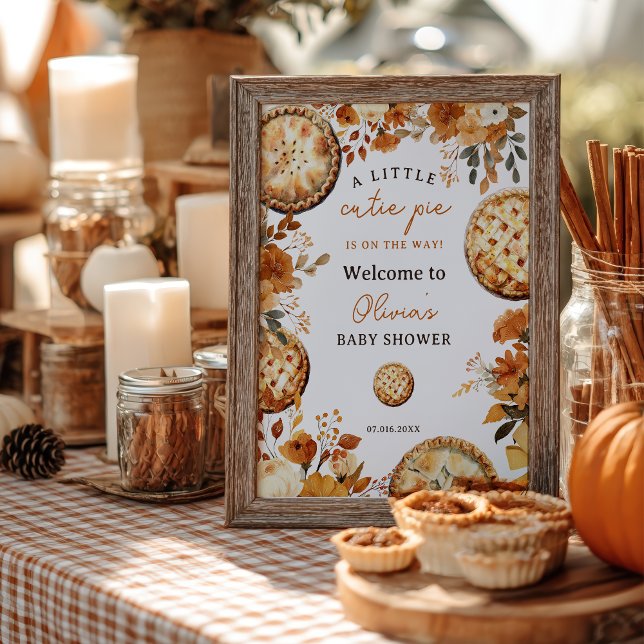 Póster Fall Rustic Cutie Pie baby ducha (Fall Rustic Cutie Pie baby shower welcome Poster)