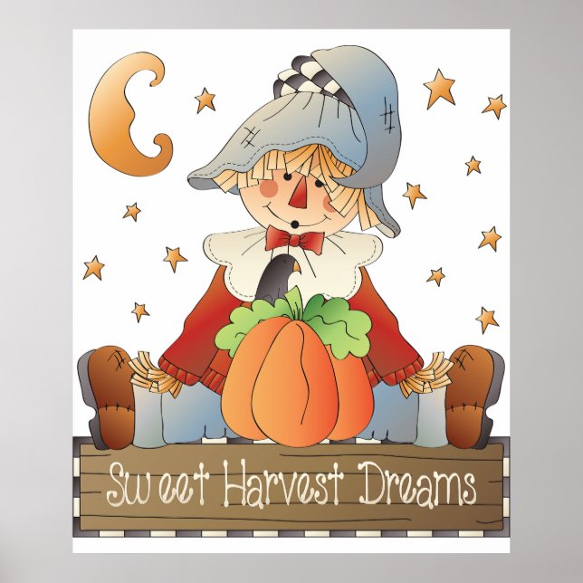 Póster Fall Scarecrow Sweet Harvest Dreams (Frente)