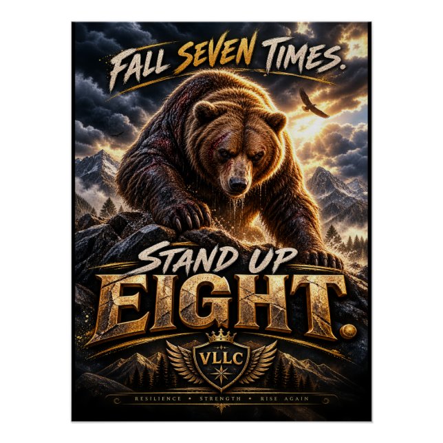 Póster Fall Seven Times Stand Up Eight Grizzly Bear (Anverso)