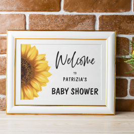 Póster Fall Sunflower Welcome Baby Shower Horizontal