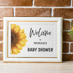 Póster Fall Sunflower Welcome Baby Shower Horizontal