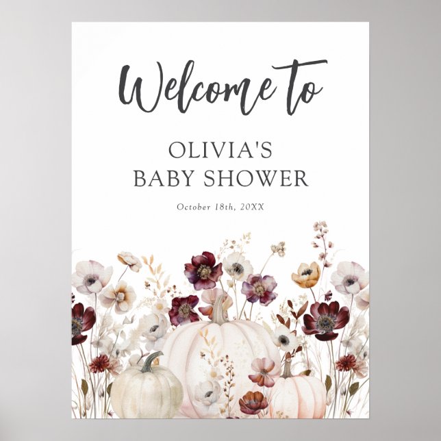 Póster Fall Wildflower Baby Shower Welcome Sign (Frente)