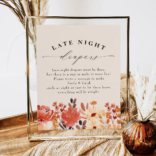 Póster Fall Wildflower Late Night Diapers Baby Shower