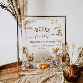 Póster Fall Woodland Little Pumpkin Baby Shower book