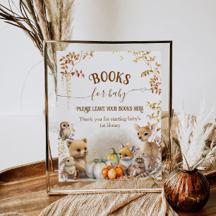 Póster Fall Woodland Little Pumpkin Baby Shower book