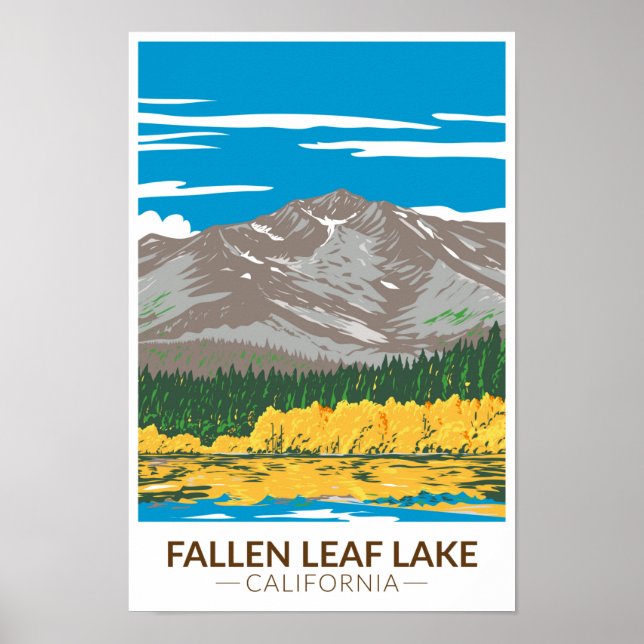 Póster Fallen Leaf Lake California Vintage (Frente)