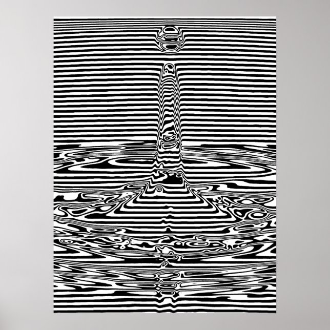 Póster Falling Water Droplets in Ocean OP Art  (Frente)