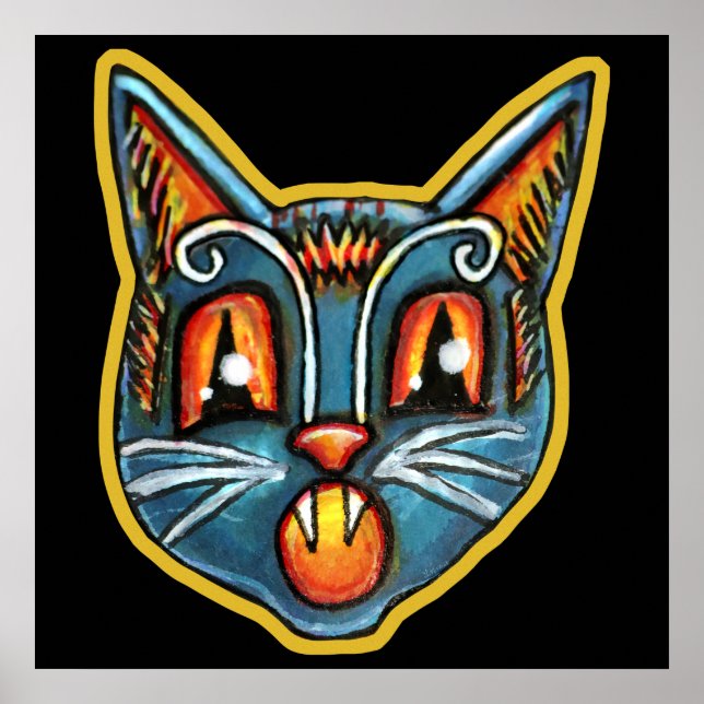 Póster Falln Scaredy Cat Vintage Halloweeniens (Frente)