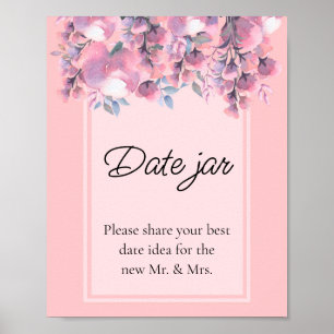 Póster Fallo Floral Rosa Polvorienta tarro de citas despe