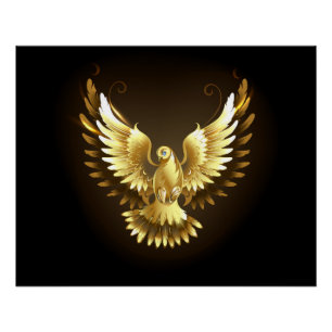 Póster Falsa paloma de paz del Relieve metalizado dorado 