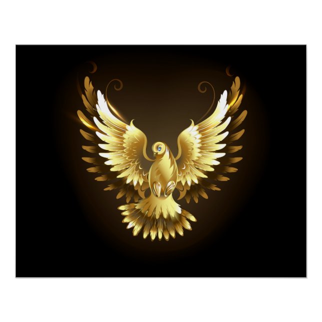 Póster Falsa paloma de paz del Relieve metalizado dorado  (Anverso)