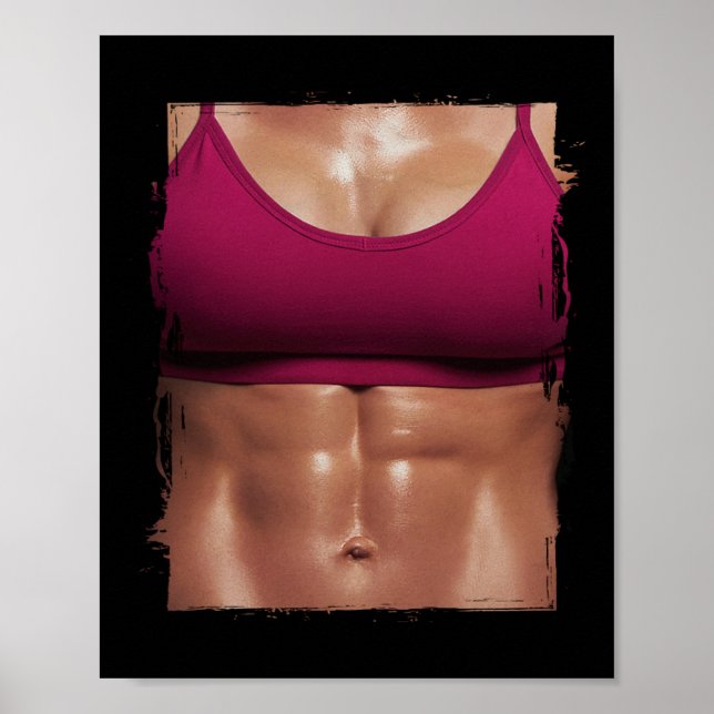 Póster Falso Músculo Mujer Fitness Cuerpo femenino (Frente)