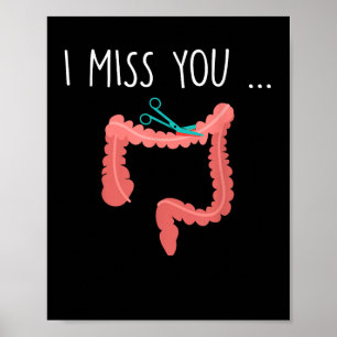 Póster Falta mi colon gracioso Ostomía Ostomato Cirugía