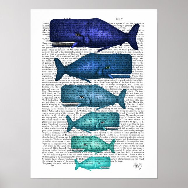 Póster Familia ballena azul (Frente)