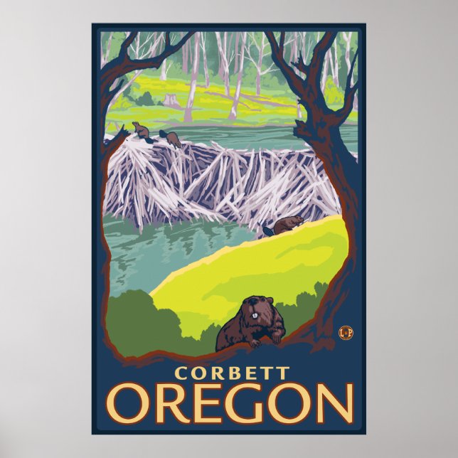 Póster Familia Beaver - Corbett, Oregon (Frente)
