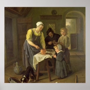 Póster Familia campesina en horario de comidas, c.1665