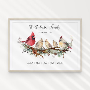 Póster Familia cardinal de cinco navidades