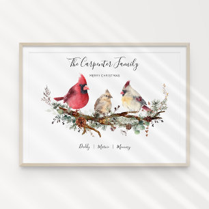 Póster Familia cardinal de tres navidades