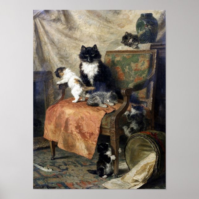 Póster Familia Cat, Henriëtte Ronner-Knip (Frente)