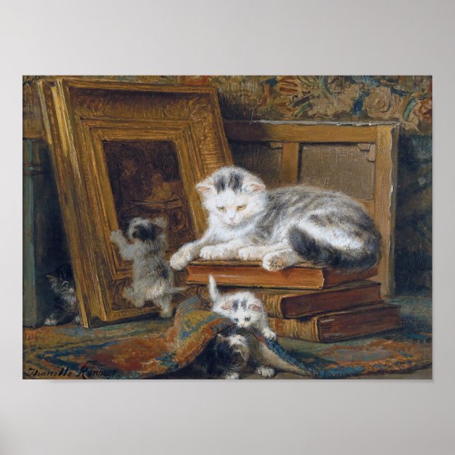 Póster Familia Cat, Henriette Ronner-Knip (Frente)