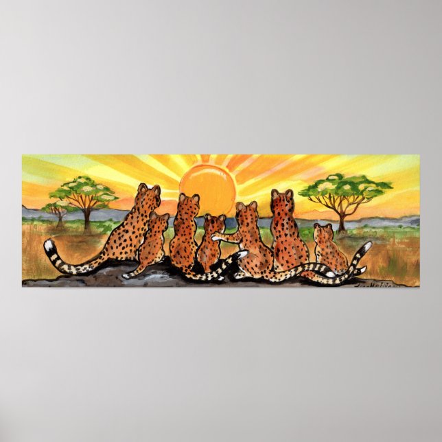 Póster Familia Cheetah Club Africa Serengeti Sunrise Post (Frente)