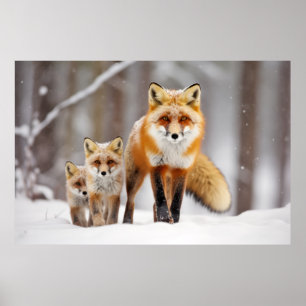 Póster Familia de animales de Fox se deshace de la natura