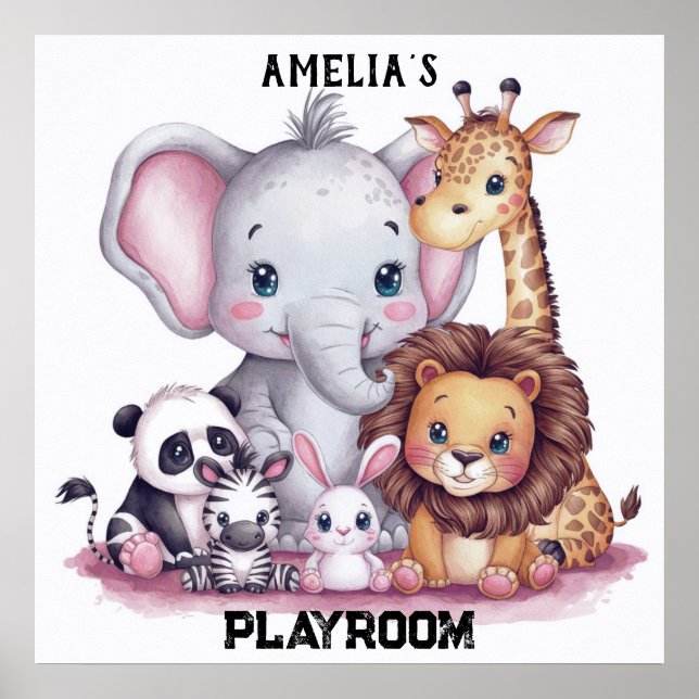 Póster Familia de animales salvajes acuáticos#6 (Frente)