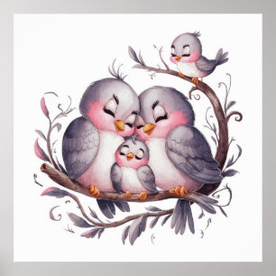 Póster Familia de aves acuáticas con niños #2