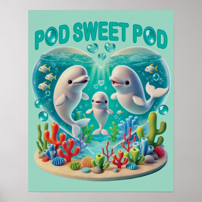 Póster Familia de ballenas "Pod Sweet Pod" (Frente)