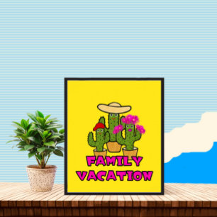 Póster Familia de cactáculos verdes