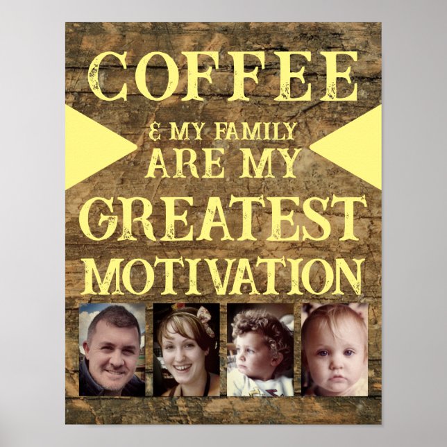 Póster Familia de café de motivación 4 foto amarillo marr (Frente)