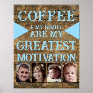 Póster Familia de café de motivación 4 foto azul marrón