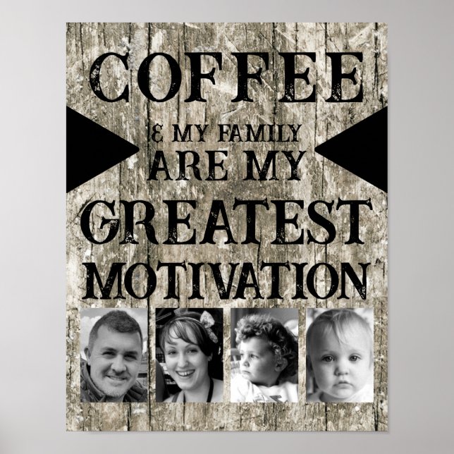 Póster Familia de café de motivación 4 foto gris negro (Frente)