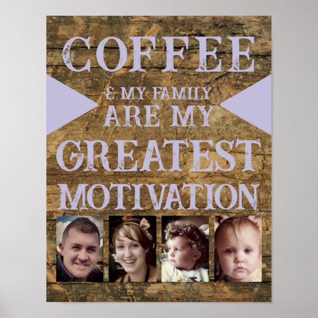 Póster Familia de café de motivación 4 foto púrpura marró (Frente)