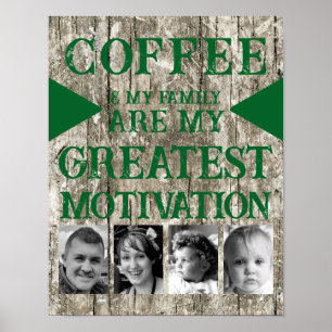 Póster Familia de café de motivación 4 foto verde