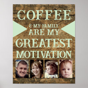 Póster Familia de café de motivación 4 foto verde marrón