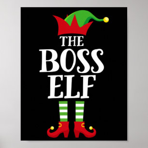Póster Familia de Elfo Jefe Pijama de Navidad Grupal Elfo