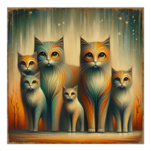 Póster Familia de gatos