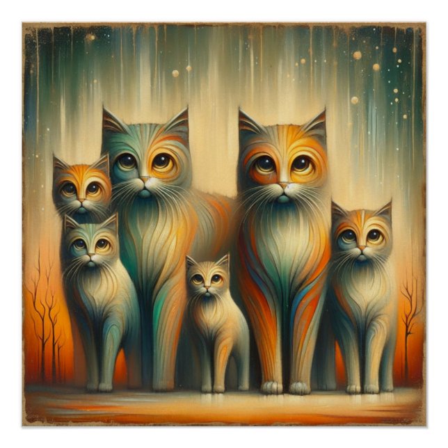 Póster Familia de gatos (Anverso)