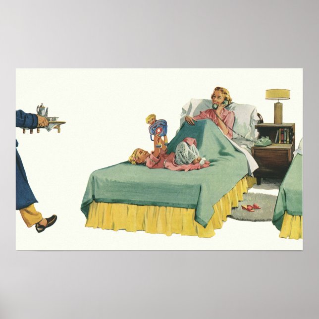 Póster Familia de la época sirviendo el desayuno de mamá  (Frente)