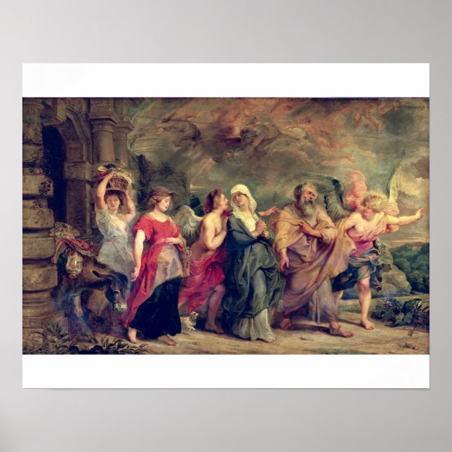 Póster Familia de Lot saliendo de Sodoma, 1625 (petróleo  (Frente)