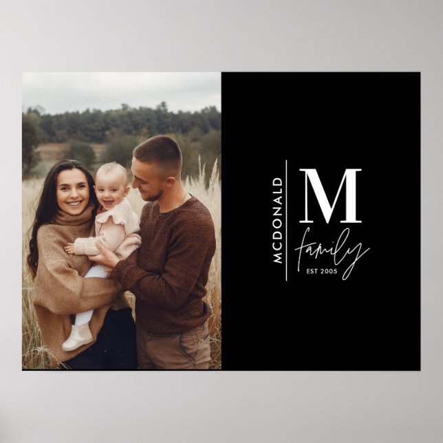 Póster Familia de monogramas fotográficos modernos en bla (Frente)