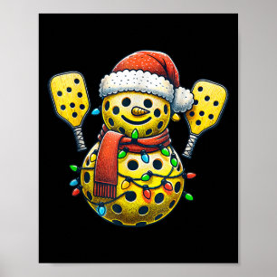 Póster Familia de muñeco de nieve con sombrero de Santa c