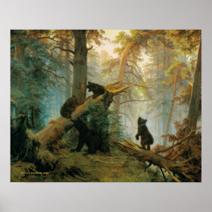 Póster Familia de osos de época en el bosque