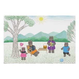 Póster familia de osos lindos