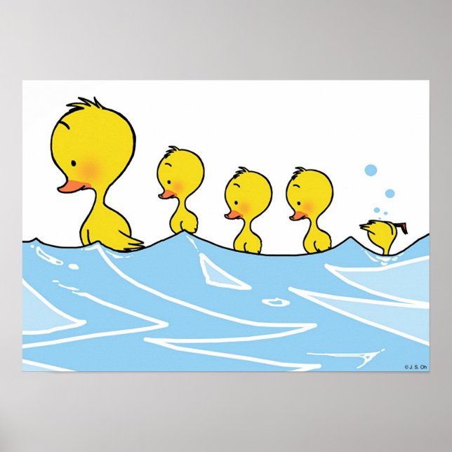 Póster Familia de patos de natación (Frente)