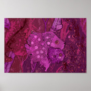 Póster Familia de peces, Ilustracion de animales submarin