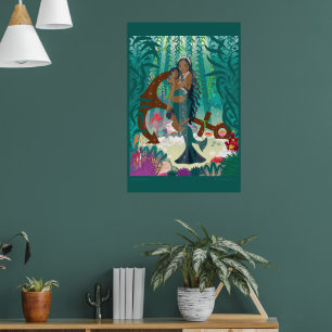 Póster Familia de Sirenas (piel y ojos marrones)
