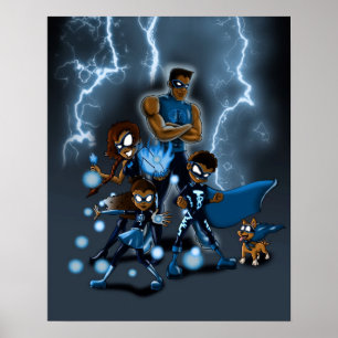 Póster Familia de superhéroes afroamericanos