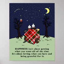 Póster Familia de tres labradores y cielo estrellado